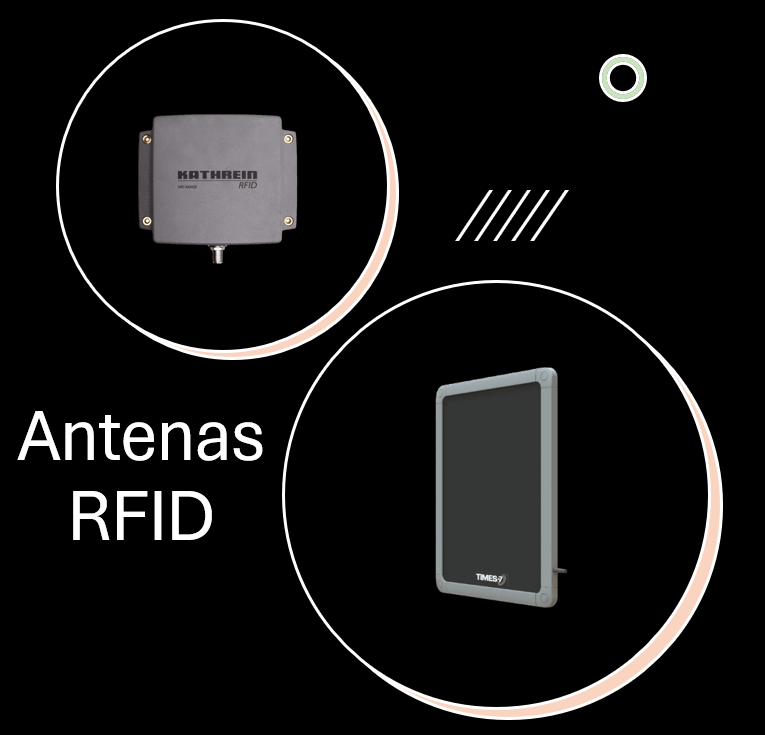 Diagrama de una antena RFID, mostrando su dirección de polarización y rango de acción